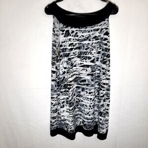 Tiana B XL Dress Women Black White Animal Print Sleeveless Stretch Made USA